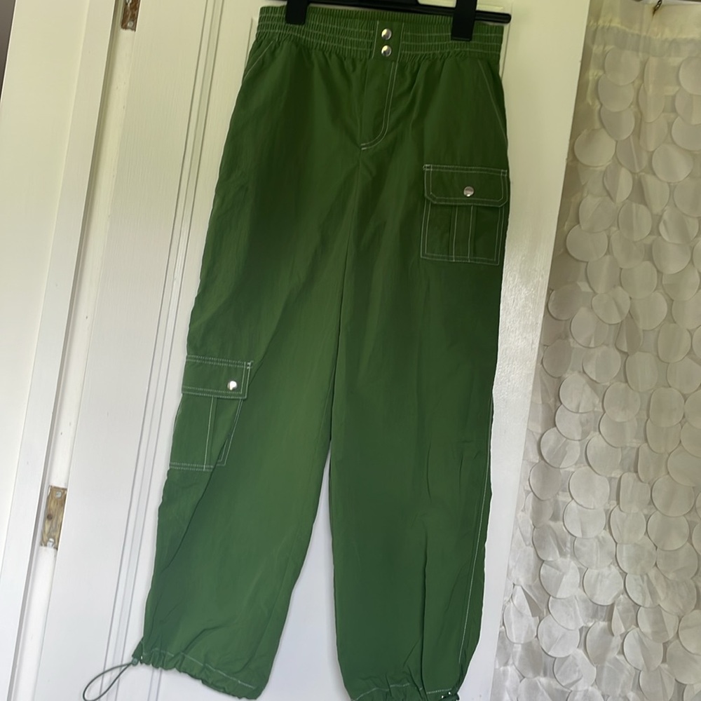 Green Cargo pants with Button Detail